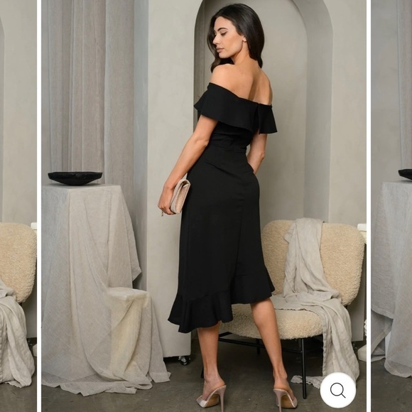 LADIES off shoulder ruffle midi dress - Picture 3 of 3
